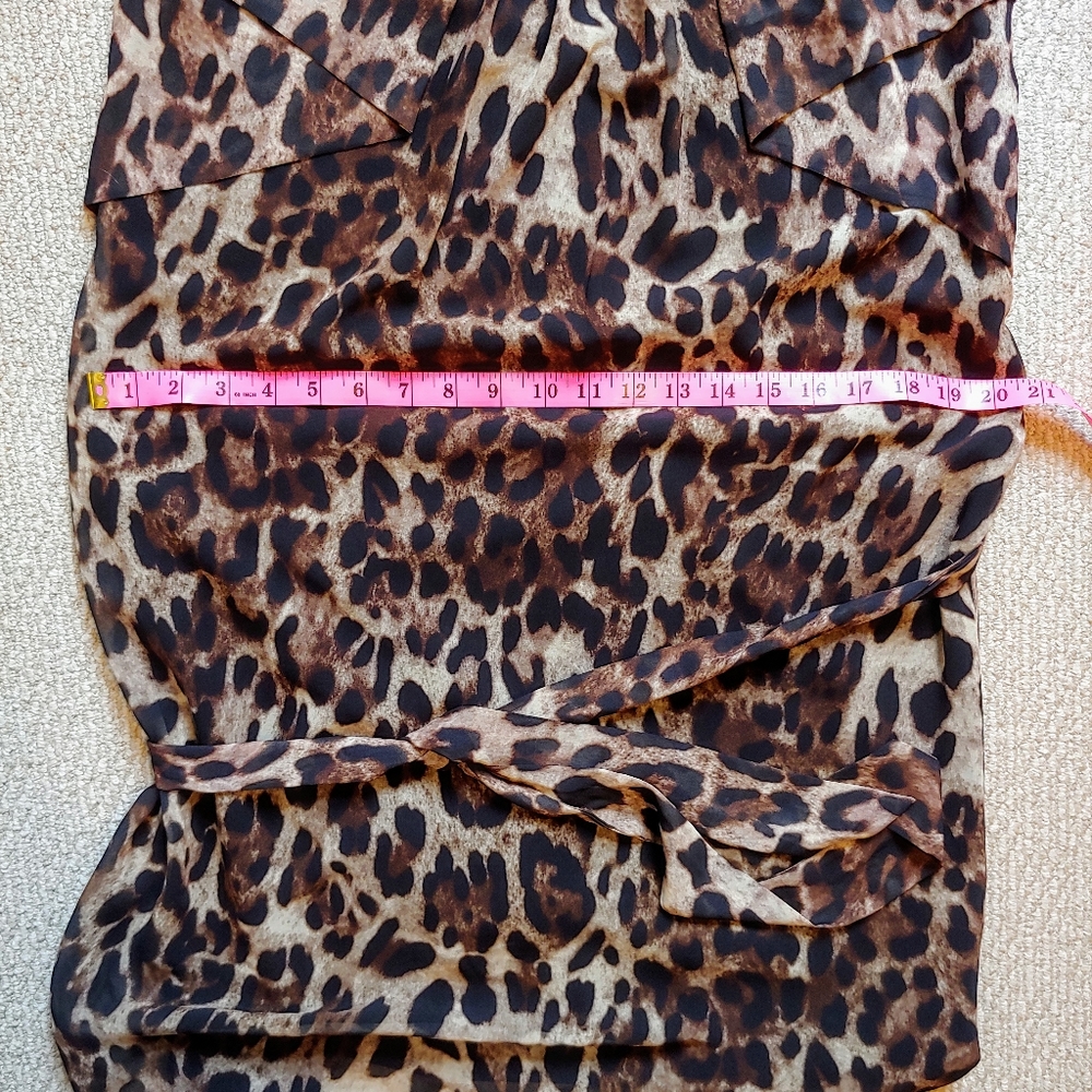 Badgley Mischka Leopard-Print Georgette Dress, Sz 12 - Picture 15 of 16